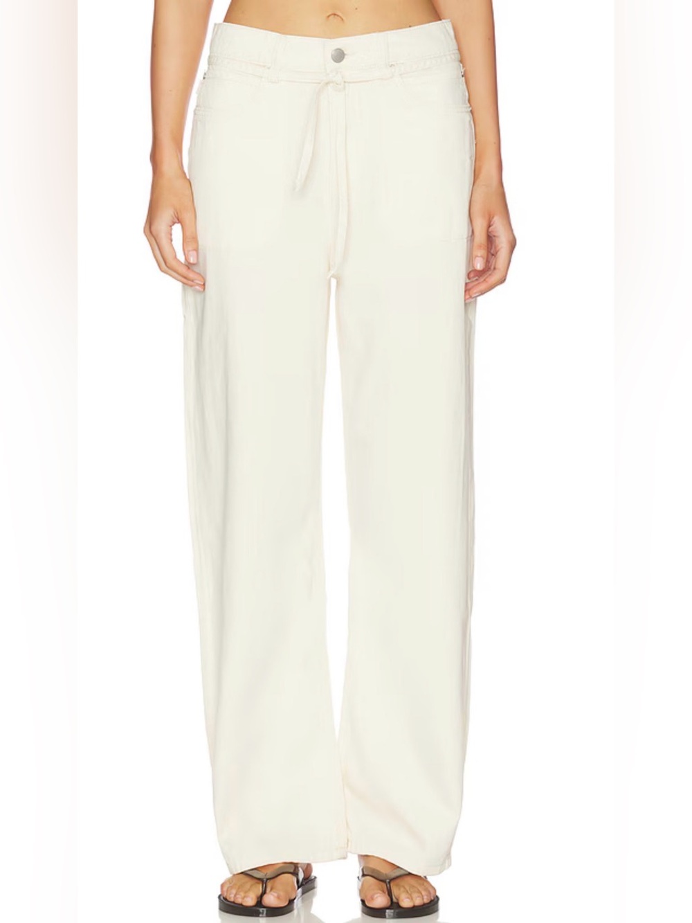 DL1961 x revolve Casie Aura Mid Rise Relaxed Wide Leg Jeans in Crema 27